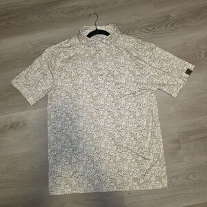 Men's Beige Floral Polo Shirt